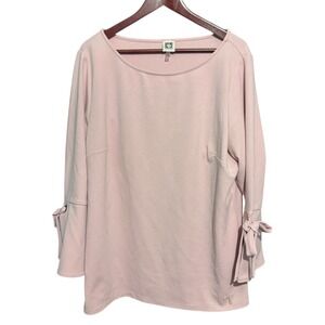 Anne Klein Blouse Womens XL Pink Long Sleeve Stained See Pictures Flared